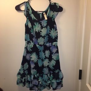 Blue and black floral dress